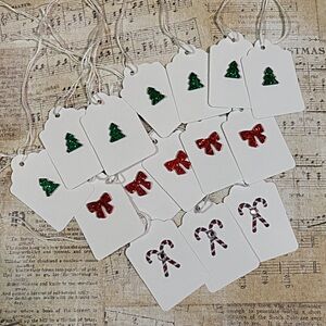 Set of 15 Holiday Gift Tags with Festive Designs